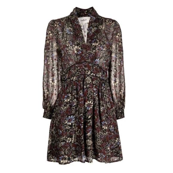 ba&sh Giani Sheer Floral Mini dress size S C3 - Picture 3 of 9